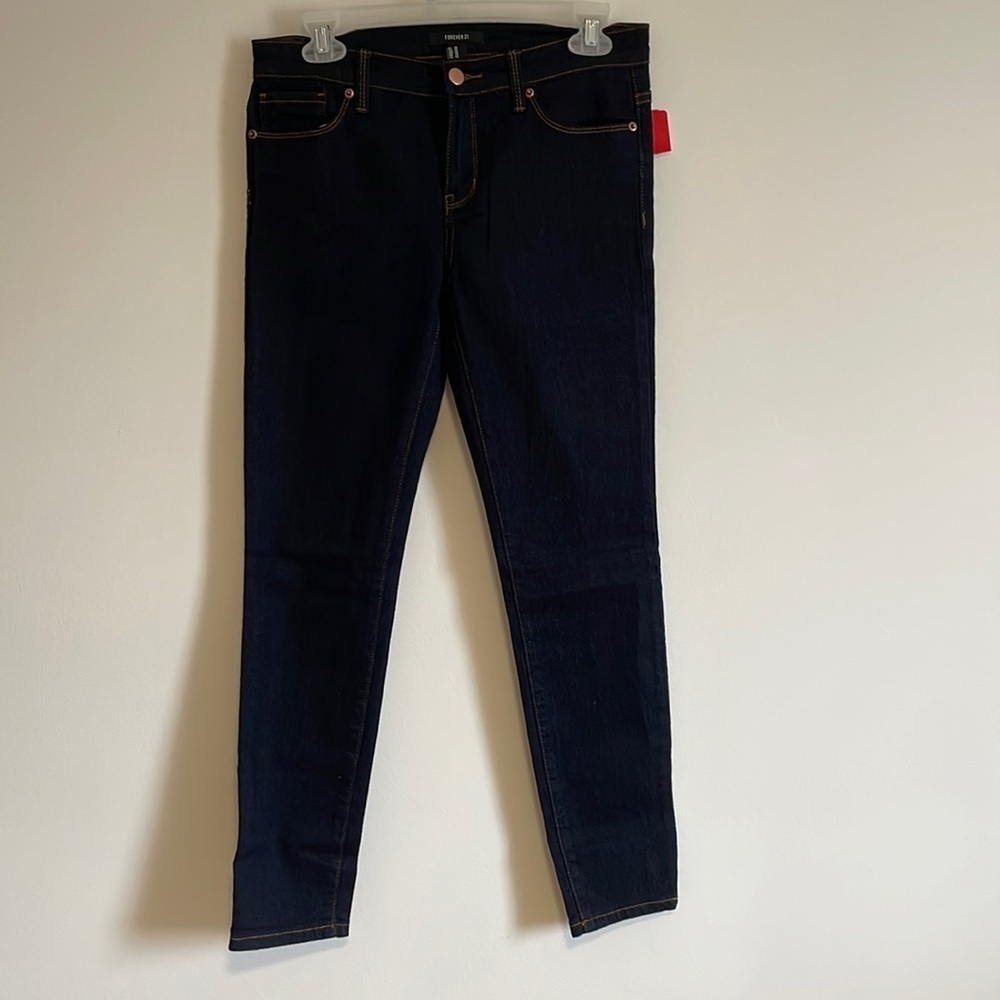 NWT Skinny Denim Jeans 28x28 Indigo Ankle Stretch Forever21 Classic Casual